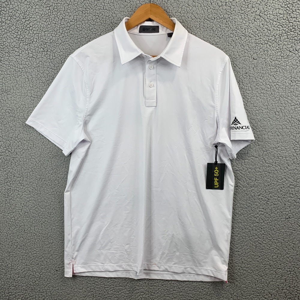 G/Fore G4 Golf Polo Shirt Cotton Blend Men's Size L SNO White NWT Tech UPF 50+